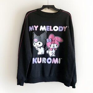 My‎ Melody Kuromi Sweatshirt Womens Large Black Crewneck Screenprint Sanrio